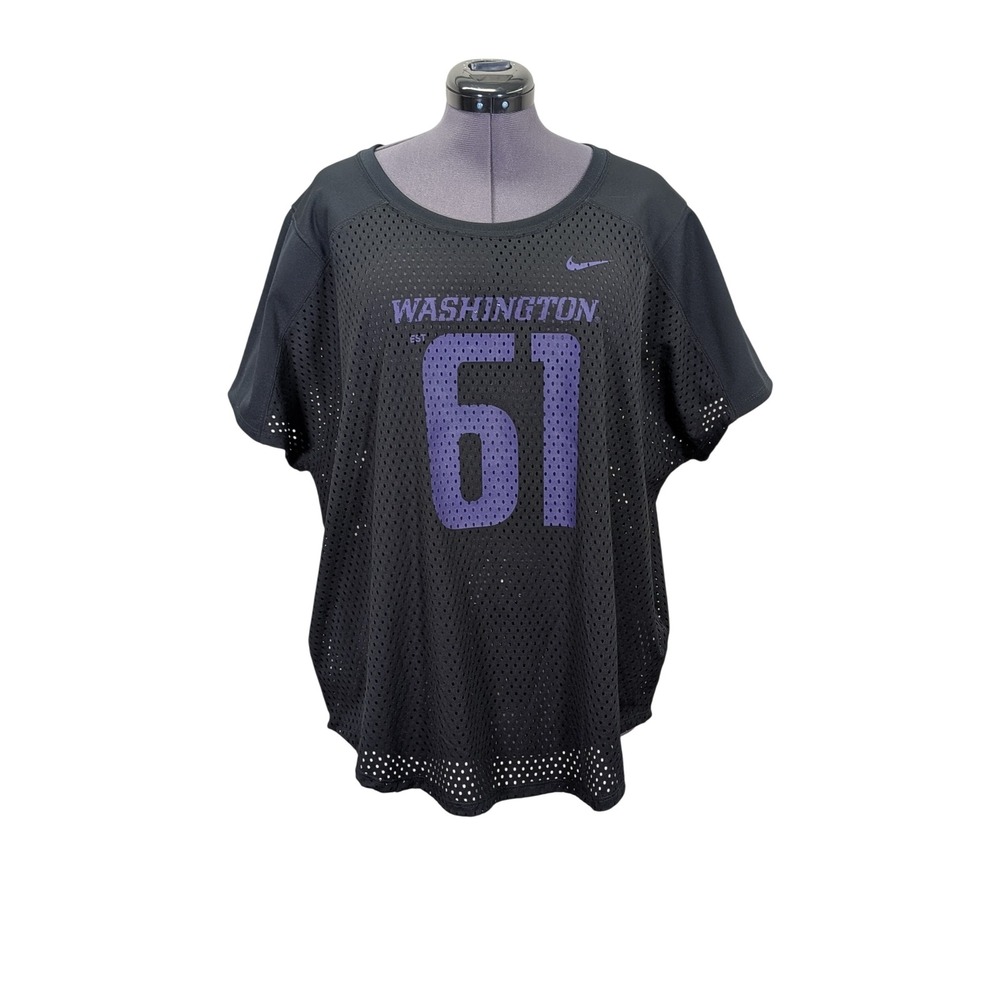 Nike Washington Huskies‎ Womens XXL Mesh Shirt Purple Black Athletic Top